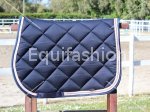 Sottosella blu con doppia treccia rosa e strass