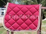 Sottosella bordeaux con bordo beige doppia treccia e strass