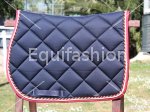 Sottosella blu con bordo bordeaux doppia treccia