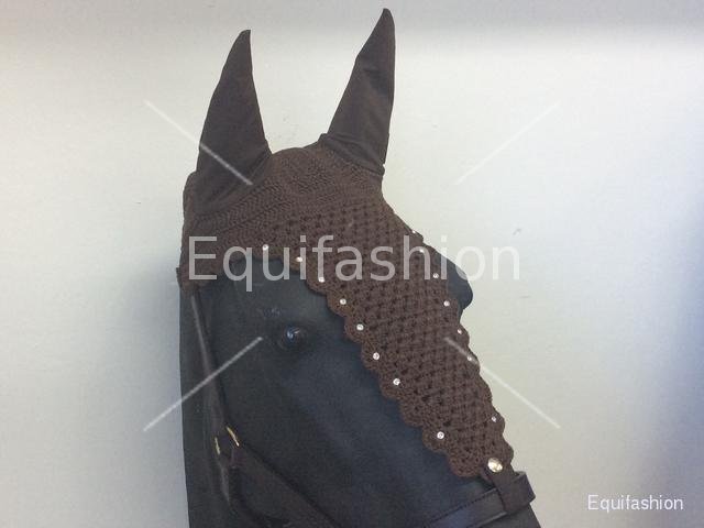 Blue cap horse with ear flaps and decoration strass - Click Image to Close