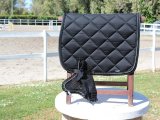 Sottosella nero con doppia treccia e strass