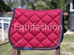 Sottosella bordeaux con doppia treccia bordeaux e blu e strass