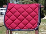 Sottosella bordeaux con doppia treccia bordeaux e blu e strass