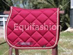 Sottosella cavallo bordeaux con doppia treccia, oro/bordeaux